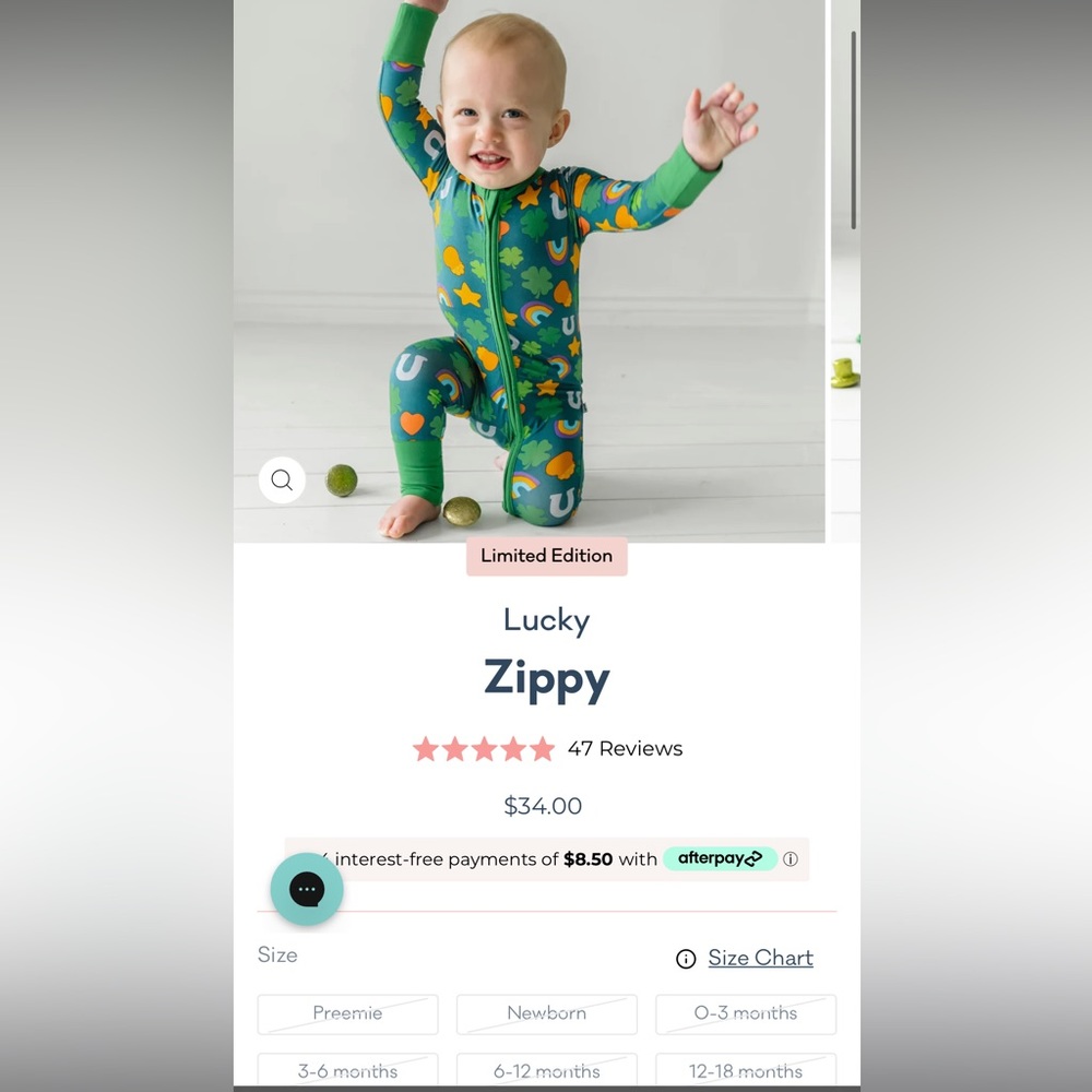 NWT LITTLE SLEEPIES LUCKY ZIPPIES